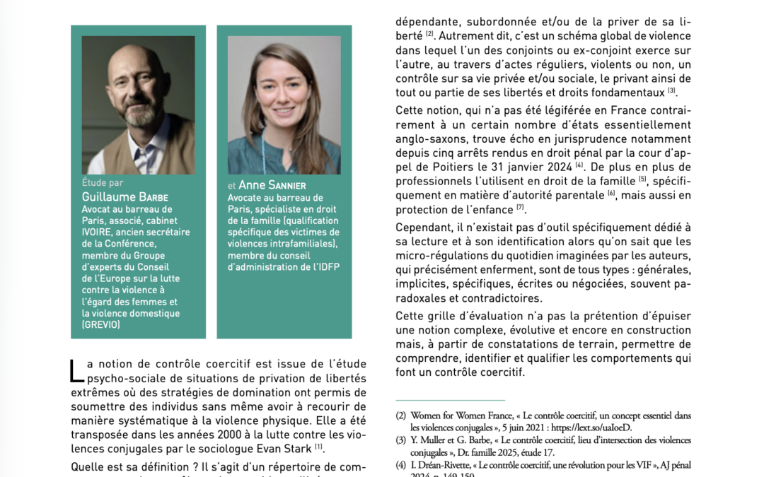 La grille d&rsquo;évaluation du contrôle coercitif